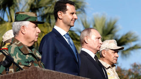 Image of Putin, Assad, and others