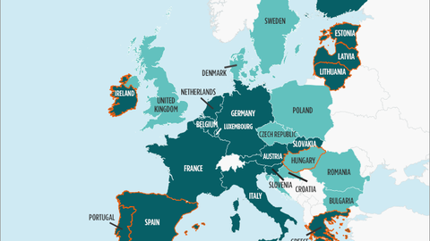 Map of the European Union and Eurozone Countries