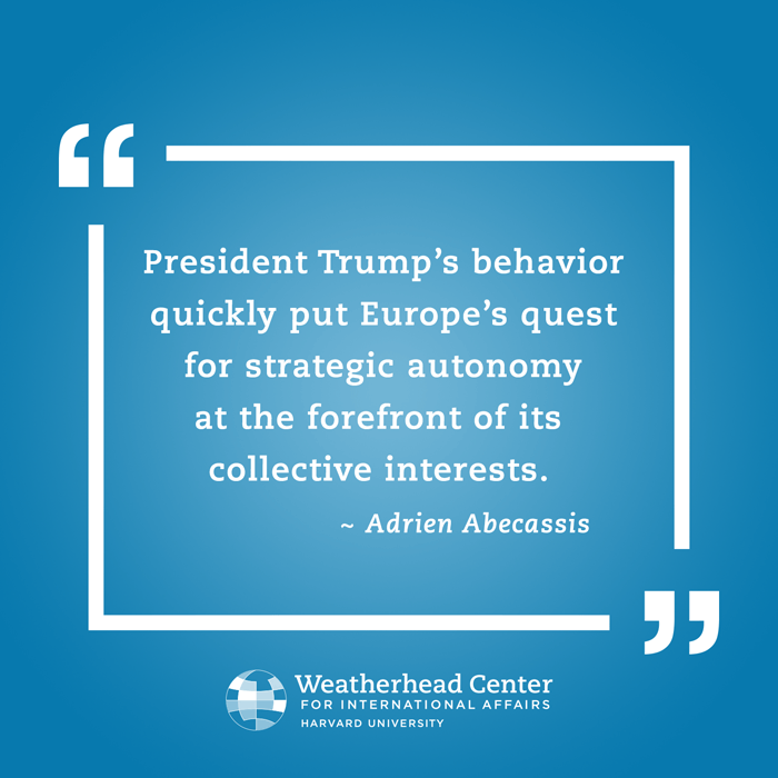 Quote on effect of Trump's behavior on Europe by Adrien Abeccasis