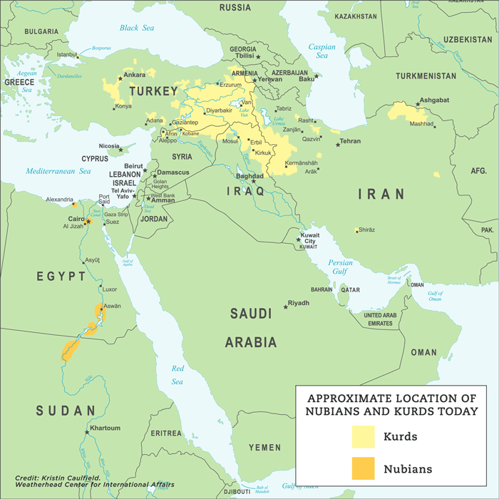 Image of Kurd and Nubian regions today