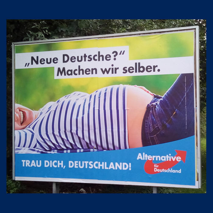 Image of an AfD ad of a pregnant woman