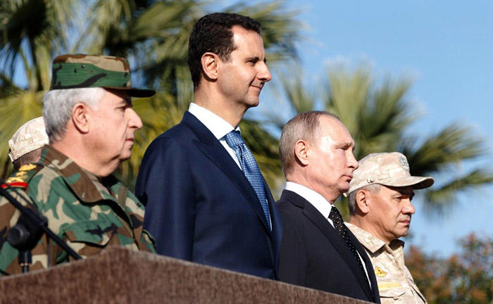 Image of Putin, Assad, and others