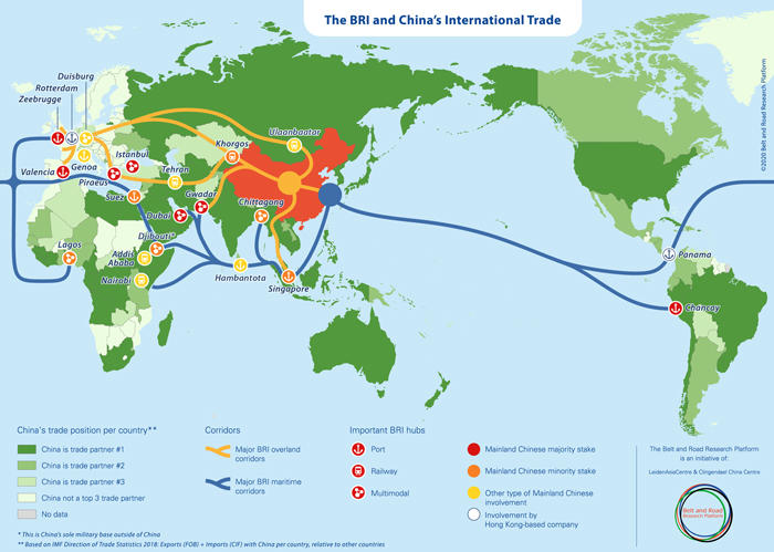 Map of the Belt and Road Initiative and China's international trade corridors