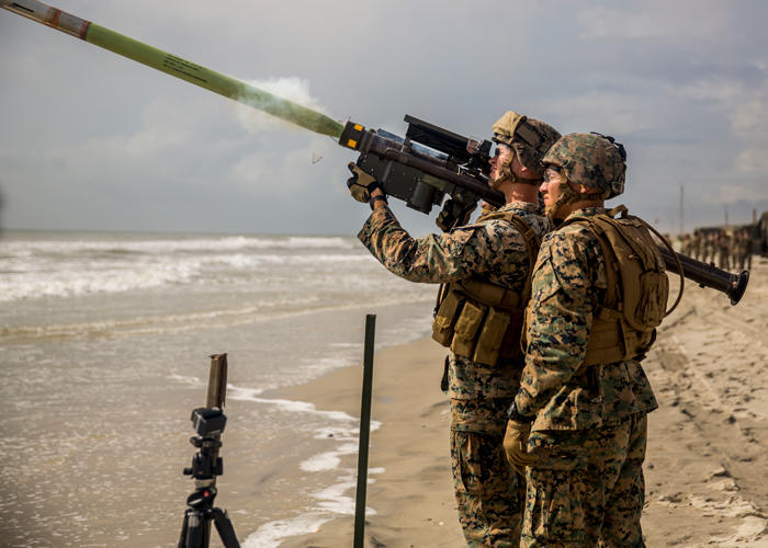 Gunner with the 2nd LAAD Battalion, fires an FIM-92 Stinger missile during a live-fire training exercise
