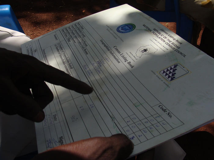 Census listing book in Sudan