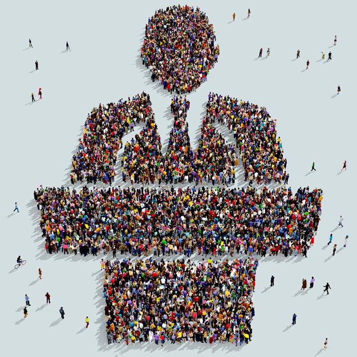 Image of people forming the shape of a person