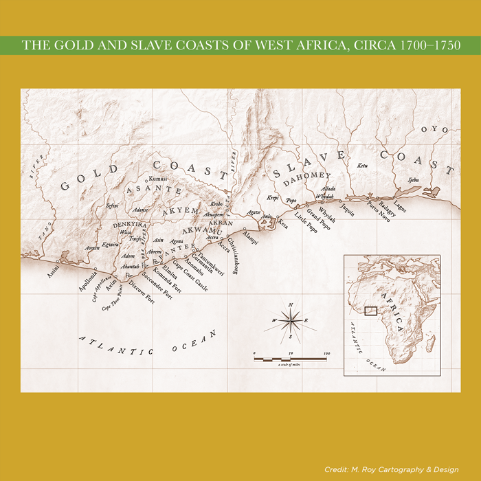 Map of the Gold and Slave Coasts of West Africa, 1700-1750